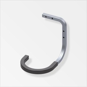 Gancio bici Coaxis per parete e soffitto, gommato, in alluminio, nero.