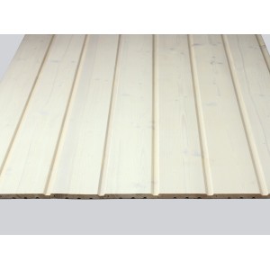 Legno profilato abete/abete bianco smaltato bianco, 14x121 mm, lunghezza 2,4 m.