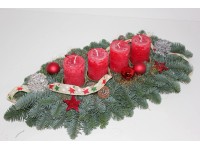 Adventsgesteck mit 4 Trendkerzen Rot Ø 55 cm