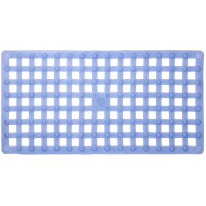 Tappetino da bagno rettangolare Diaqua Square in PVC color indaco con ventose per una maggiore sicurezza nella vasca.