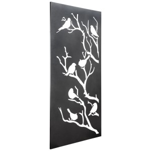 Paravent Nouvel Birdie, acier anthracite, motif oiseaux, idéal balcon et terrasse.