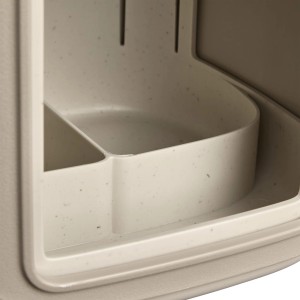 Dettaglio: Mangiatoia per uccelli Elho Cosy, beige-bianco, con area di alimentazione.