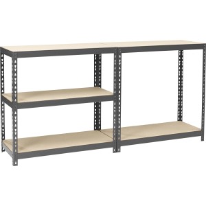Étagère métallique robuste avec 5 tablettes en bois, 180x90x40 cm, idéale pour atelier, cave ou garage.
