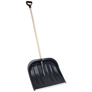 Pala da neve con lama in plastica nera (455x390mm) e manico a D per spalare la neve comodamente.