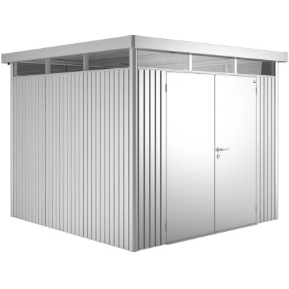 Biohort Metall-Gerätehaus HighLine Silber-Metallic 6,6 m² Doppeltür