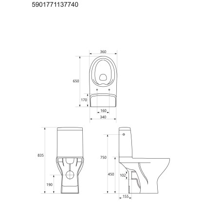 Baliv Stand-WC-Set Universal Keramik mit Sitz Weiss