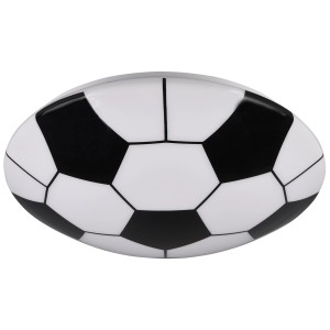 Plafoniera LED Reality Kloppi a forma di pallone da calcio, bianco e nero. Lampada per cameretta.