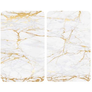 Set da 2 copripiano cottura in vetro Wenko, design marmo oro, 30x52 cm, universali.
