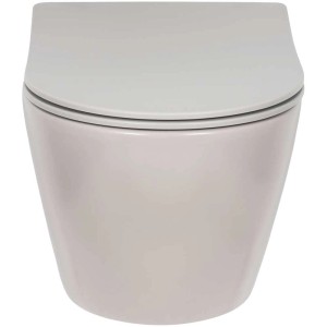 Set WC sospeso AquaSu® Oveno, grigio opaco, senza brida. WC a scarico profondo con sedile slim.