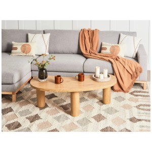 Table basse Beliani Auburn, MDF marron, 112x46cm. Table de salon rétro avec espace de rangement.