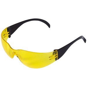 Lunettes de protection jaunes LUX 250 pour la coupe, avec revêtement antibuée et branches noires.