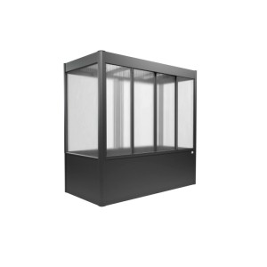 Serre moderne Biohort Florentina Midi, gris foncé métallisé, avec parois transparentes.