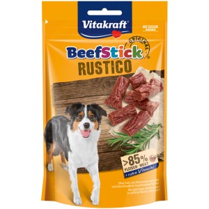 Vitakraft Beef Stick Rustico, 55g, bastoncini masticabili per cani ad alto contenuto di carne. Snack delizioso per cani.