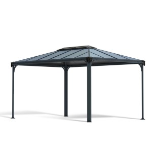 Gazebo da giardino Canopia Martinique 3 x 4.3 m antracite con telaio in alluminio e pannelli in policarbonato.