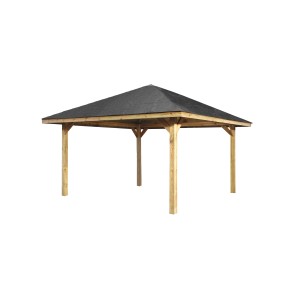 Weka Gazebo da giardino Paradiso 5, 404x404 cm, padiglione in legno con tetto scuro.