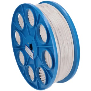 Câble TD blanc H05VV-F3G1 au mètre sur bobine bleue.