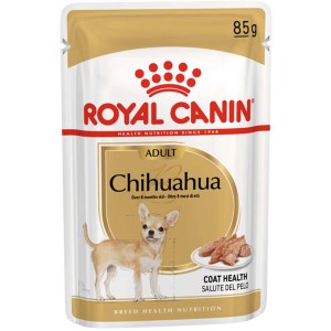 Royal Canin Chihuahua Adult cibo umido per cani, busta da 85g per pelle e pelo sani.