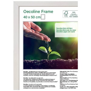 Cornice Oecoline in legno bianco, 40x50 cm, con motivo di una piantina in crescita.