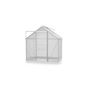 Vitavia Gewächshaus Planet 2500, silbernes Aluminium, Hohlkammerplatten, Dachfenster.