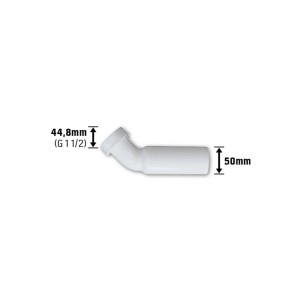 Siphon de lavabo blanc, 44,8 mm (G 1 1/2), en plastique pour raccordement siphon.