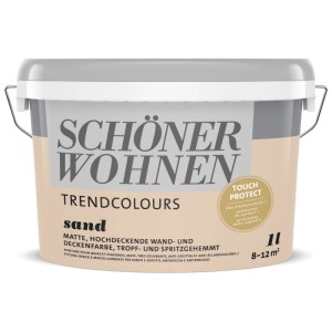 Eimer Schöner Wohnen Trendfarbe Sand matt, 1 Liter. Matte Wandfarbe für Innenräume.