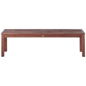 Banc de jardin Tuscania en bois d'eucalyptus, banc en bois marron pour 2 personnes, idéal pour le jardin et la terrasse.
