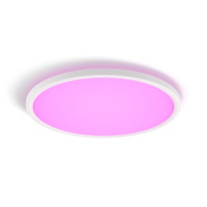 Rundes Philips Hue LED-Panel Tento in Weiß mit farbigem Licht, Durchmesser 42,1 cm.
