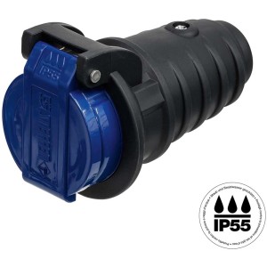 Raccord T23, plastique, anthracite-bleu, protection IP55 pour fiches et broches.