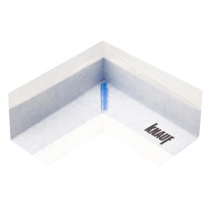 Angolo di tenuta Knauf per accessori per piastrelle, dettaglio dell'angolo.