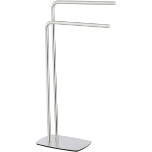 Portasciugamani freestanding Wenko Iria in acciaio inox opaco con 2 aste.