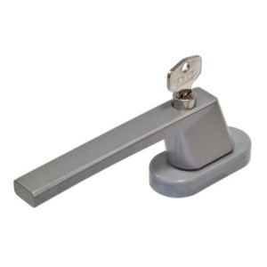 Abschliessbarer Abus Fenstergriff FG110 S in Silber, inklusive Schlüssel für erhöhte Sicherheit.