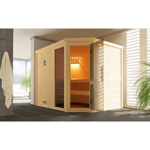 Weka Sauna en bois massif Cubilis angle T. 3