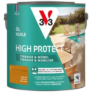 V33 Holzöl High Protect Eiche Hell 2,5l für Gartenmöbel und Holzterrassen.