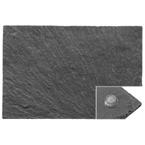 Heidi Cheese Line Schiefer-Set, 2 schwarze Servierplatten (27x18cm) mit Filzfüßen.