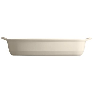 Rechteckige, beige Emile Henry Gratinform aus Keramik, 42x27 cm, für Ofen und Spülmaschine.