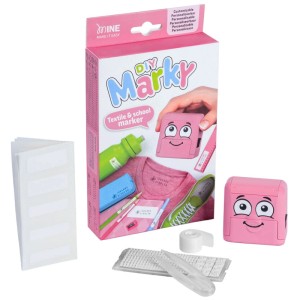Tampon textile DIY Marky Pink avec accessoires pour le marquage textile.
