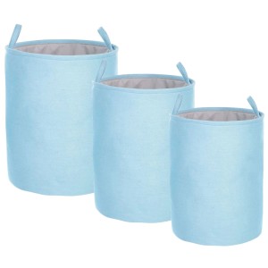 Set di cesti portaoggetti Beliani Archa, 3 cesti in cotone blu con manici.