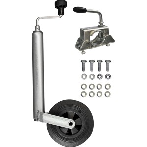 Set ruotino di supporto Stema con cerchio in plastica, morsetto e parti di montaggio per rimorchi auto.
