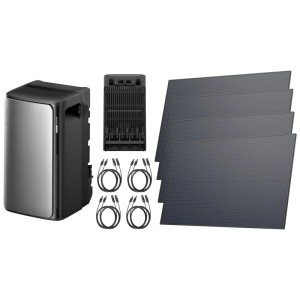 Ecoflow Stream impianto fotovoltaico da balcone con 4 pannelli solari, inverter e batteria per balconi o piccole aree.
