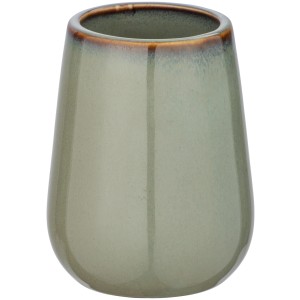 Portaspazzolino verde in ceramica Wenko Sirmione con bordo color rame.