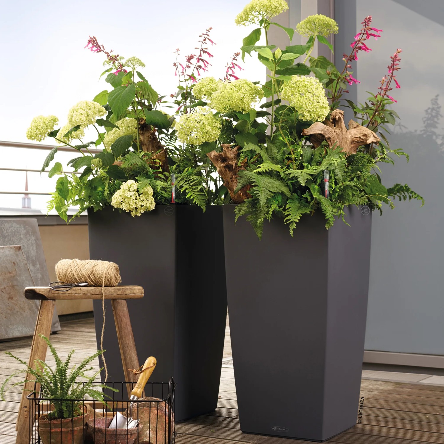 LECHUZA Cubico 40 Fioriera Autoirrigante 75x40x40 Cm - Poliresina Colore Caffè - Per Interni Ed Esterni