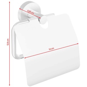 Porta carta igienica cromato Tesa Moon con coperchio, accessorio bagno per montaggio a parete.