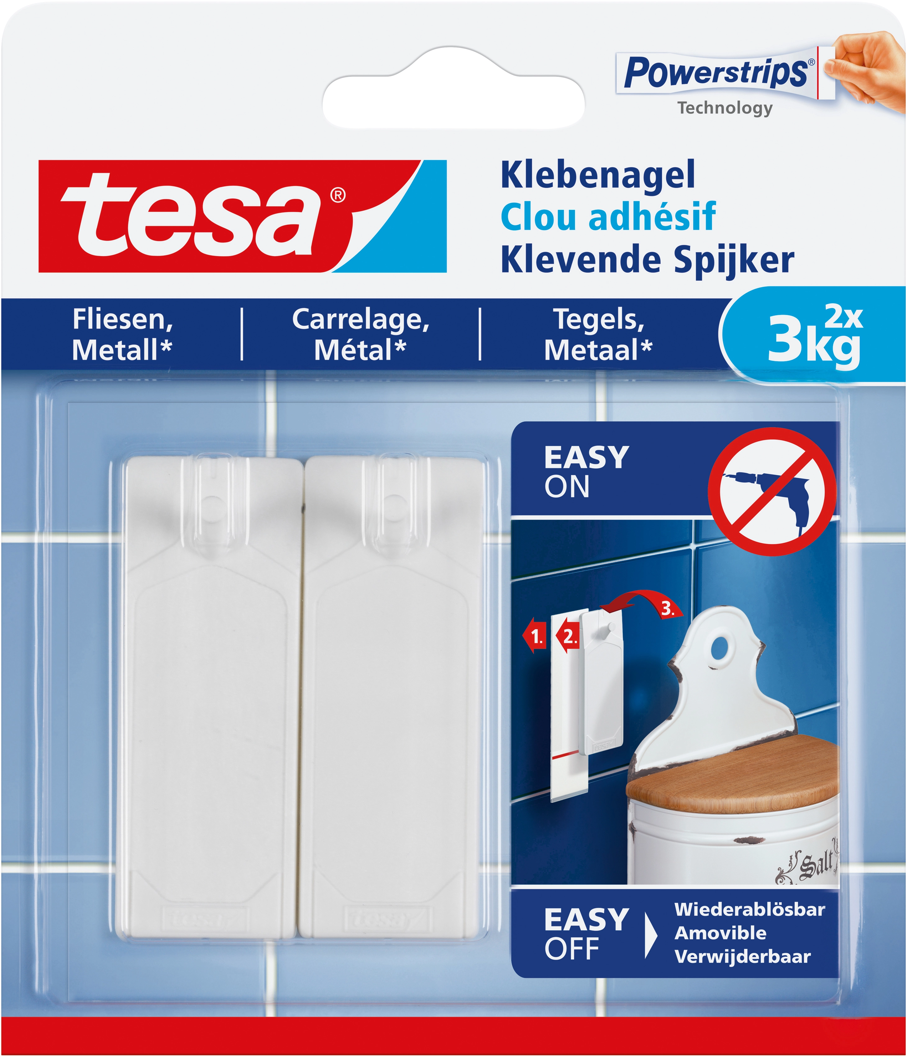 Tesa® Chiodo adesivo per piastrelle e metallo / max. 3 kg