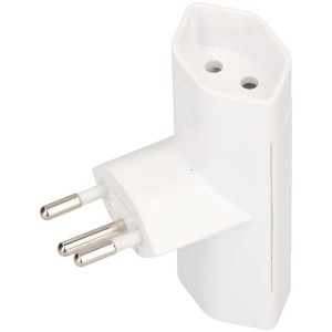 Weisser Abzweigstecker T12 mit 2x T13 Kupplung zur Steckdosenerweiterung.