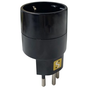Adaptateur de voyage noir Schönenberger Schutzkontakt type F/Suisse T12 pour prises.