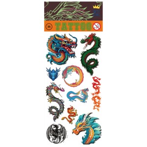 Tattoo-Sticker mit Drachen- und Ornamentmotiven, 8,5x19,5 cm, ideal für individuelle Looks.