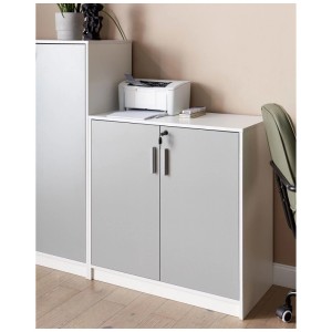 Beliani Armoire de bureau Zehna gris clair/blanc 80 x 80 x 40 cm