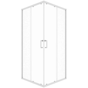 Box doccia angolare Baliv DUK-90.40E con profili cromati e porte scorrevoli in vetro.