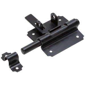 Loquet à boulon en acier noir pour sécuriser portes et portails.