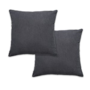 Due cuscini in velluto a coste grigio argento (45x45 cm) di Sehlbach. Design semplice, ideale per soggiorni e camere da letto.